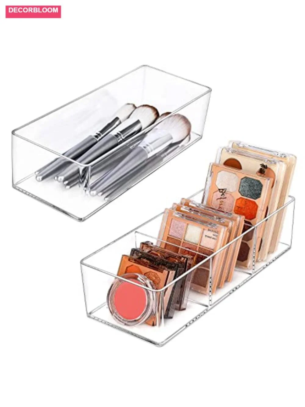 Acrylic Makeup Organizer 2PK Cube Sections Drawer Vanity Countertop Storage